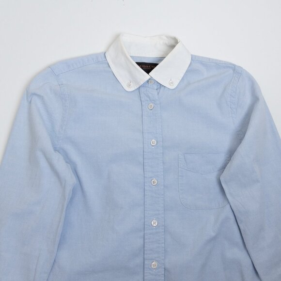 Coach Blue Button Front Oxford Shirt Cotton Business Size 0 / XS - Picture 4 of 13